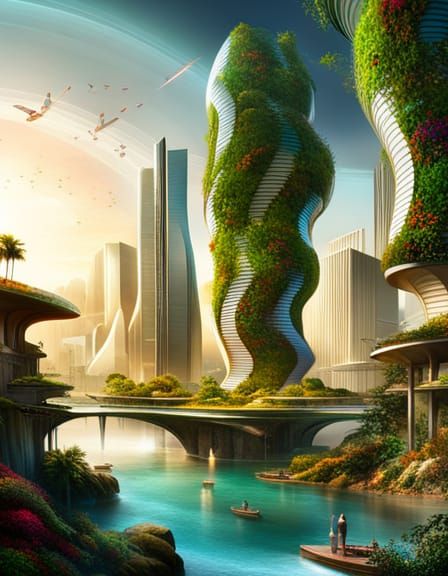 Virtual Utopia: Harmonious Blend of Tech and Nature