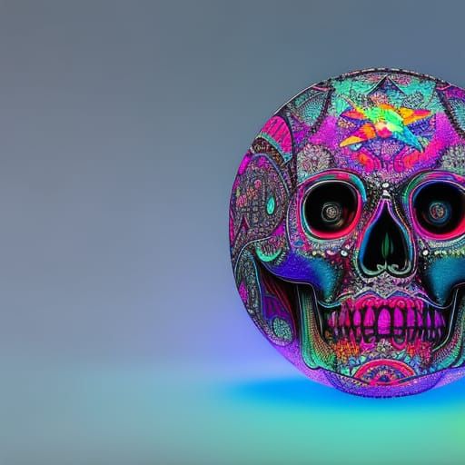 Candy Skull Moon in Holographic Astral Illustration