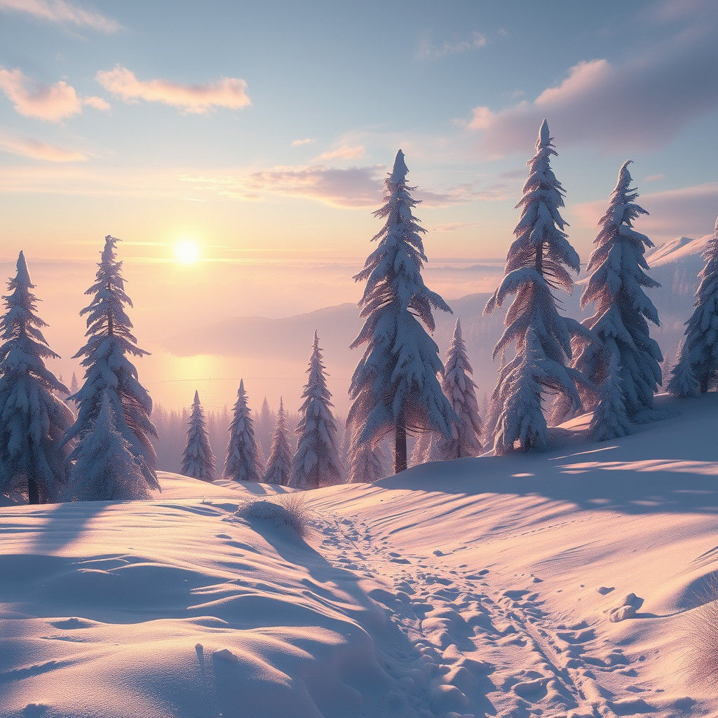 Enchanting Winter Wonderland at Sunset