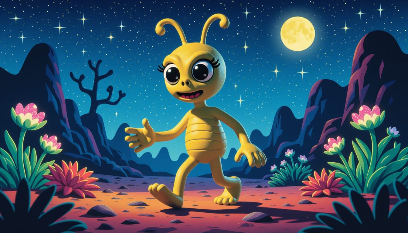 Funky Alien Claymation Artwork on Alien Planet