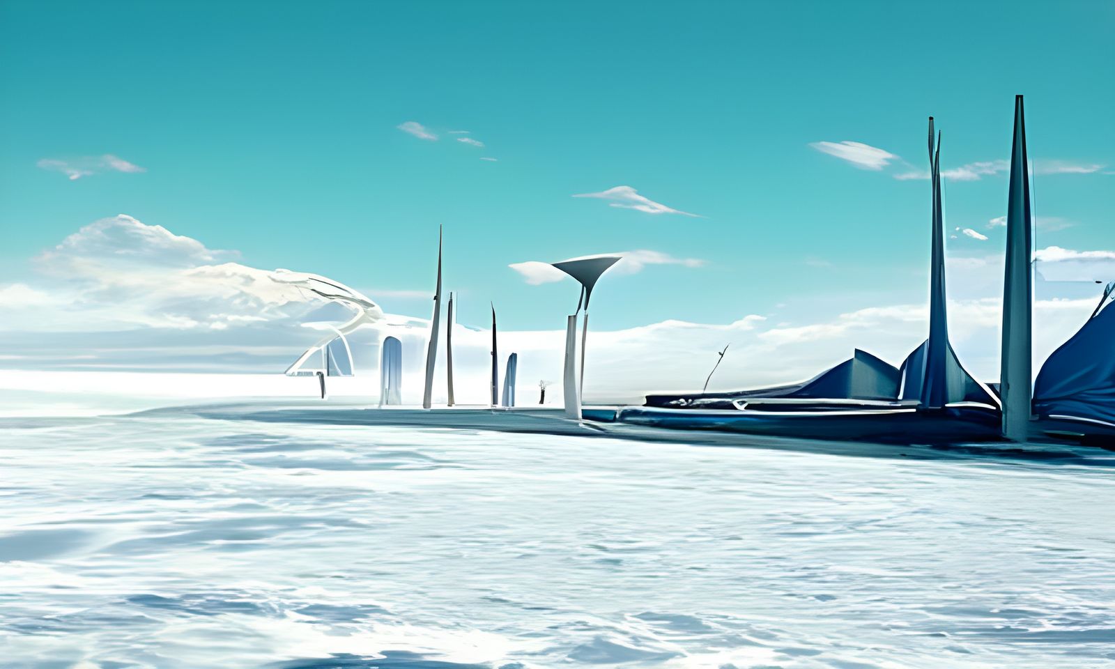 Futuristic Industrial City on Alien Ice World