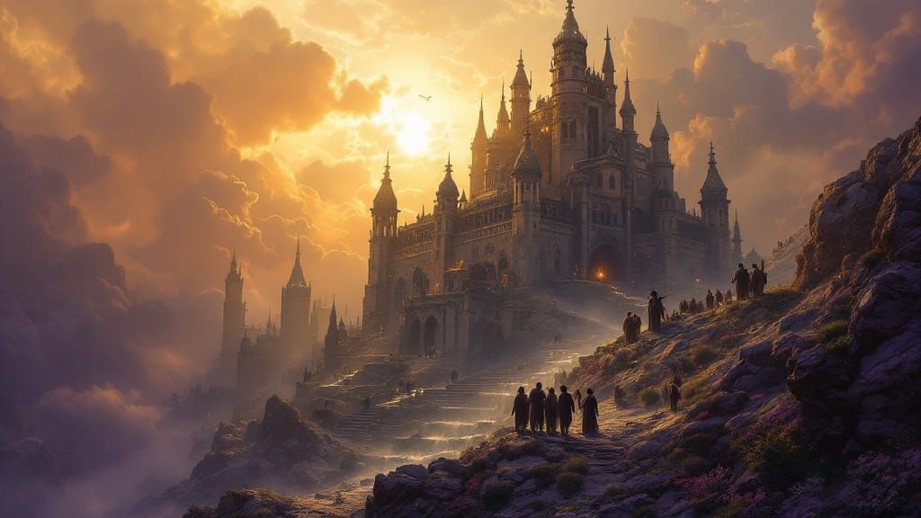 Epic Dark Fantasy Castle Landscape, Digital Matte Painting