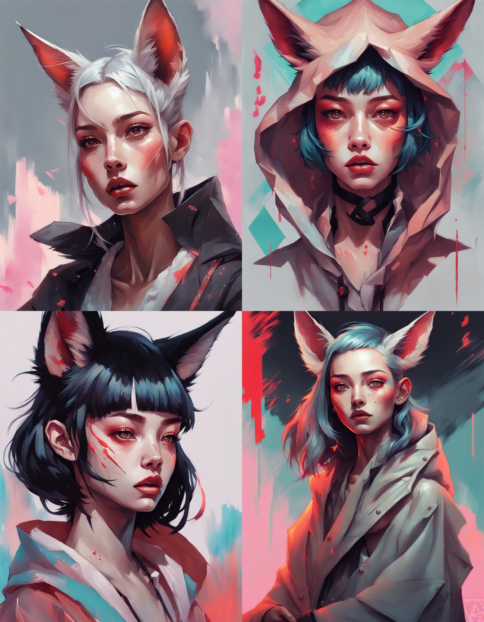 Detailed Jackalwere Portrait in Japanese Pop Surrealism