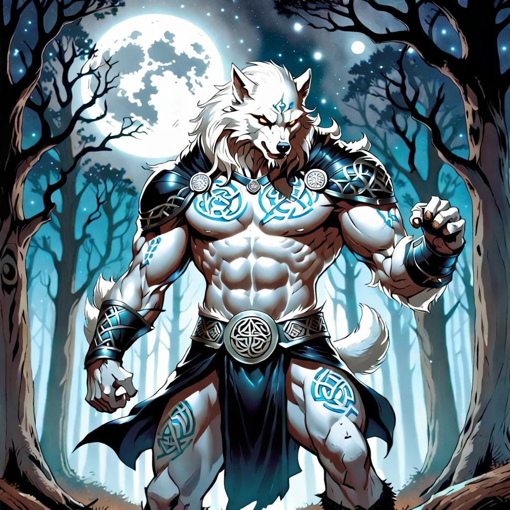 Armored Werewolf Under Moonlight, Comic Book Art