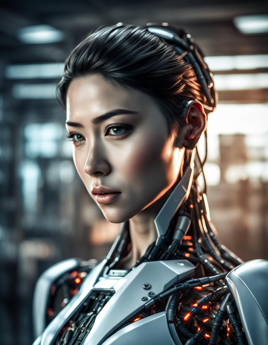 Hyperrealistic Android in Sci-Fi Lab