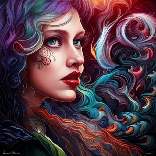 Mechanical Lady's Quest in Graffiti Art Style