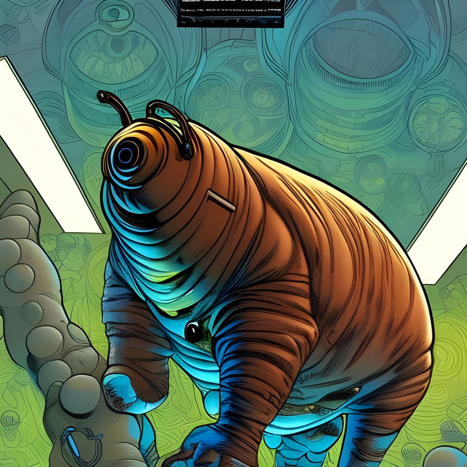 Tardigrade in Comic Book Art Style