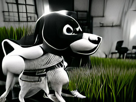 Monochrome Portrait of a Black and White Dog