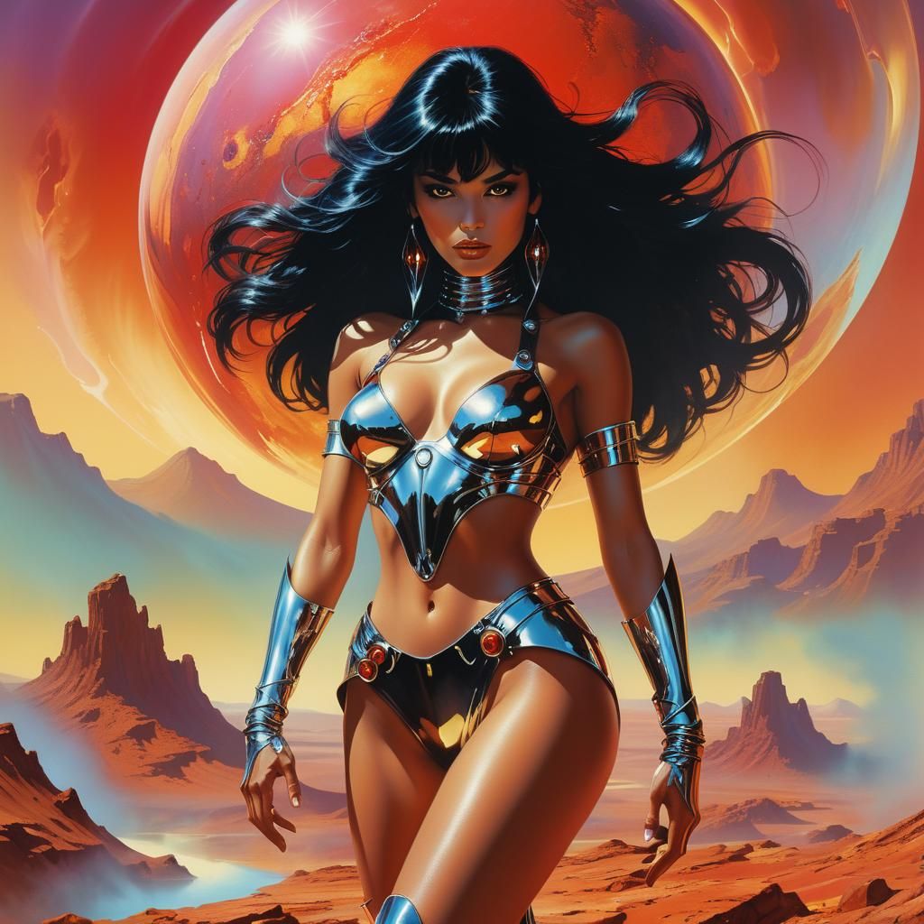 Martian Techno Mage in Retro-Futuristic Sci-Fi Art