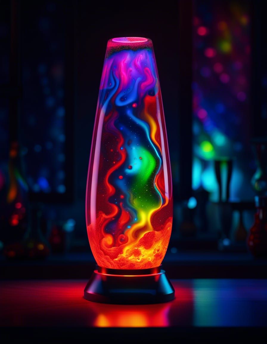 Rainbow Lava Lamp in a Dark Room