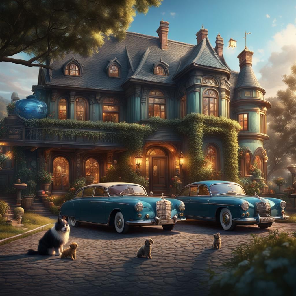 Rich Family Portrait in Detailed Fantasy Art