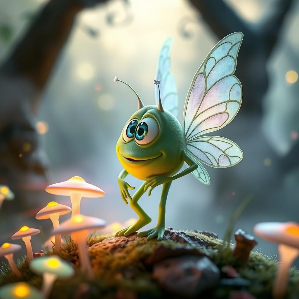 Mike Wazowski Fairy in Ethereal Pixar Fantasy