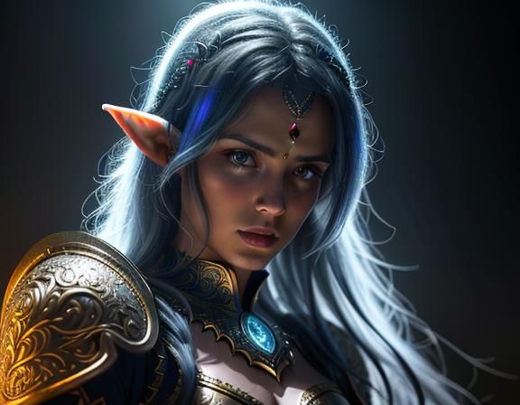 High Elf Warrior Portrait on Battlefield