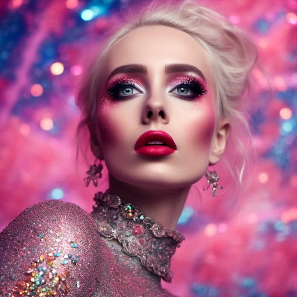 Disco Dancer with Graphic Makeup and Glitter