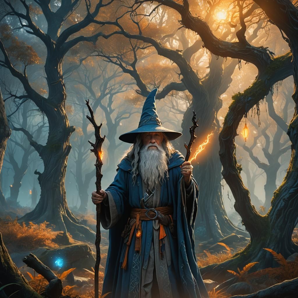 Gandalf in Mystical Forest: Fantasy Concept Art