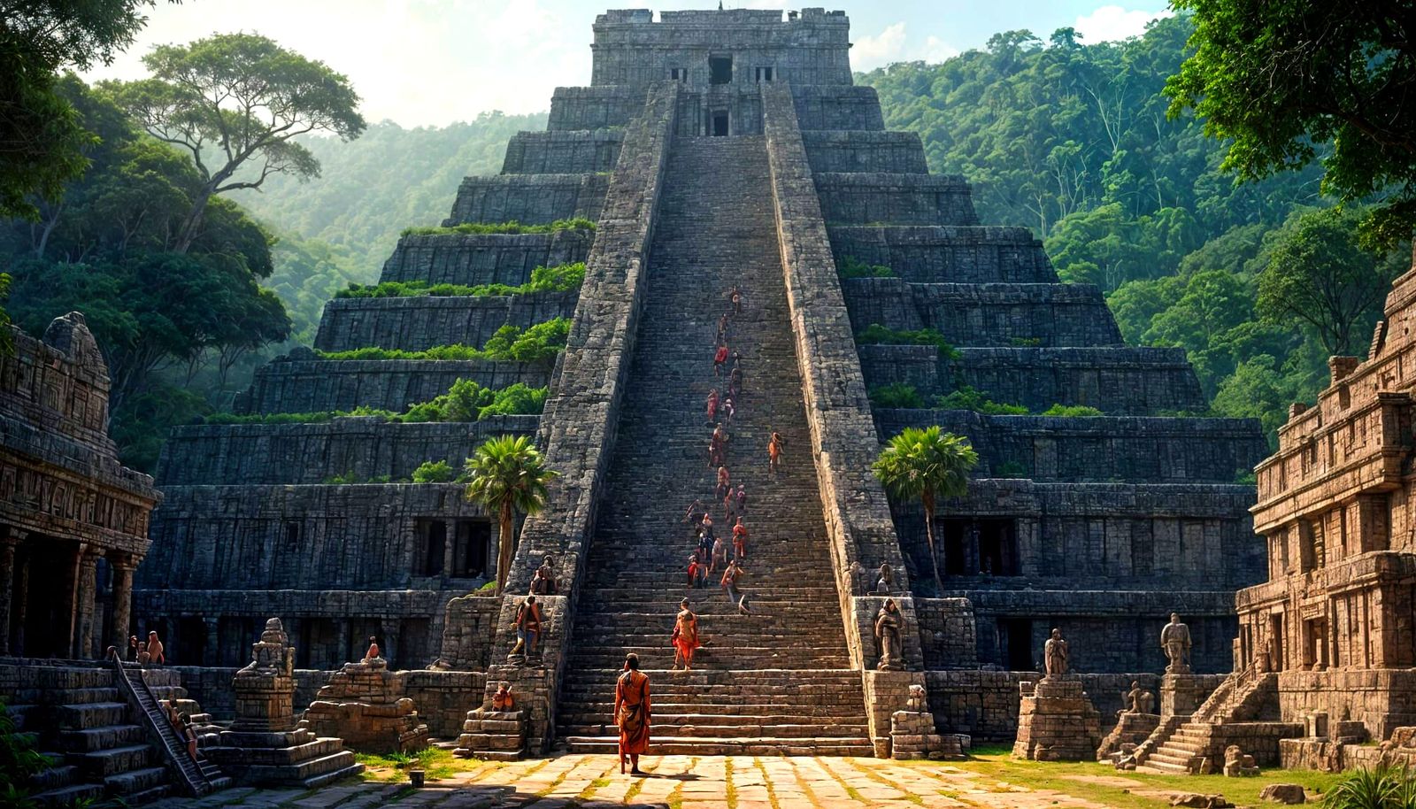 Vivid Mayan Civilization Scene in Digital Matte Painting Sty...