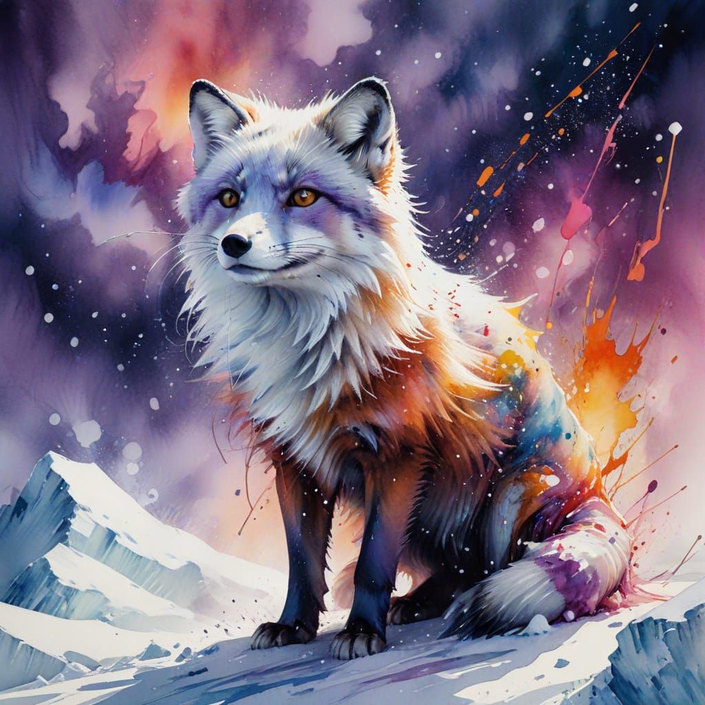 Epic Arctic Fox in a Turbulent Winter Storm