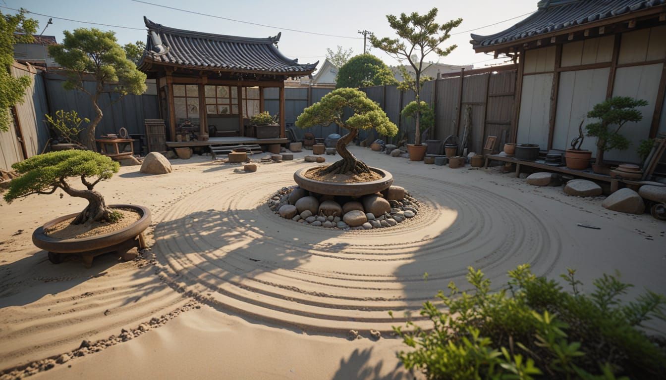 Zen Garden Versus Junkyard in 8k Resolution