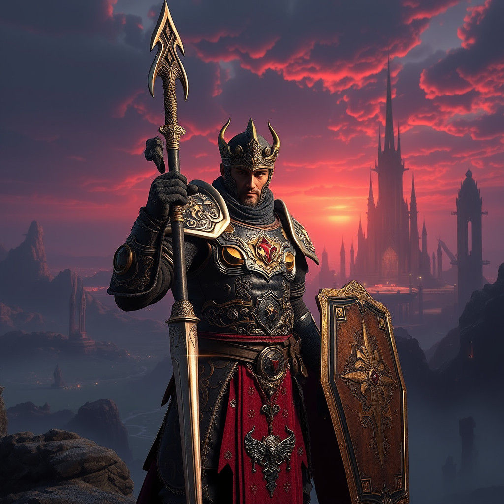 Fantasy Hero in Mystical Landscape, Unreal Engine 5 Style