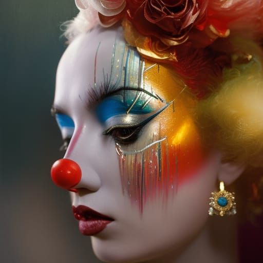 Depressed Clown in Chiaroscuro Style