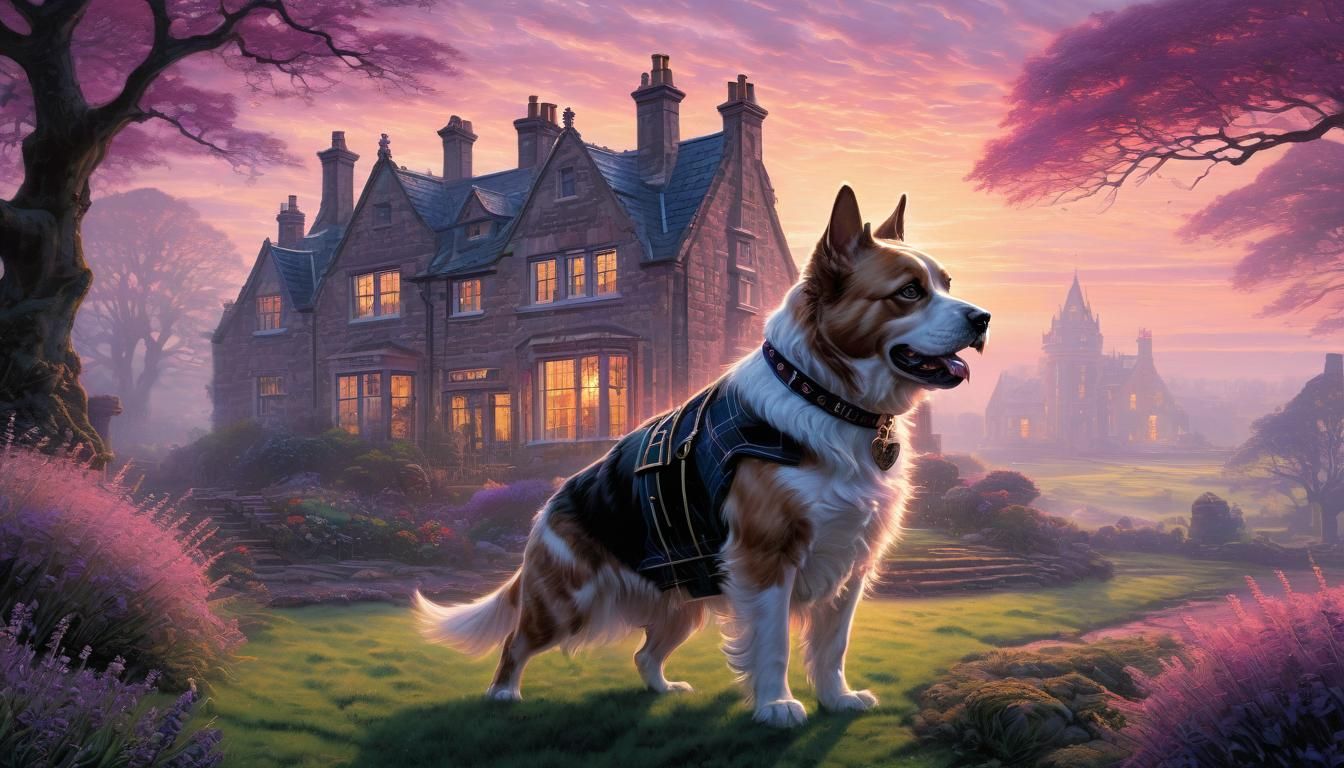 Scottish Dog and English Cat Waltzing in Comic Book Art