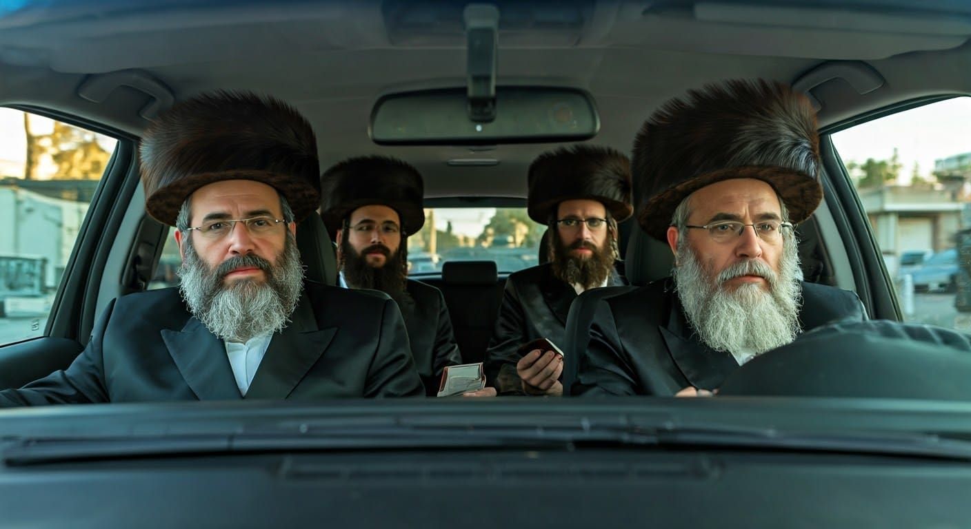 Hasidic Men in Reverent Journey to Visit Their Rebbe