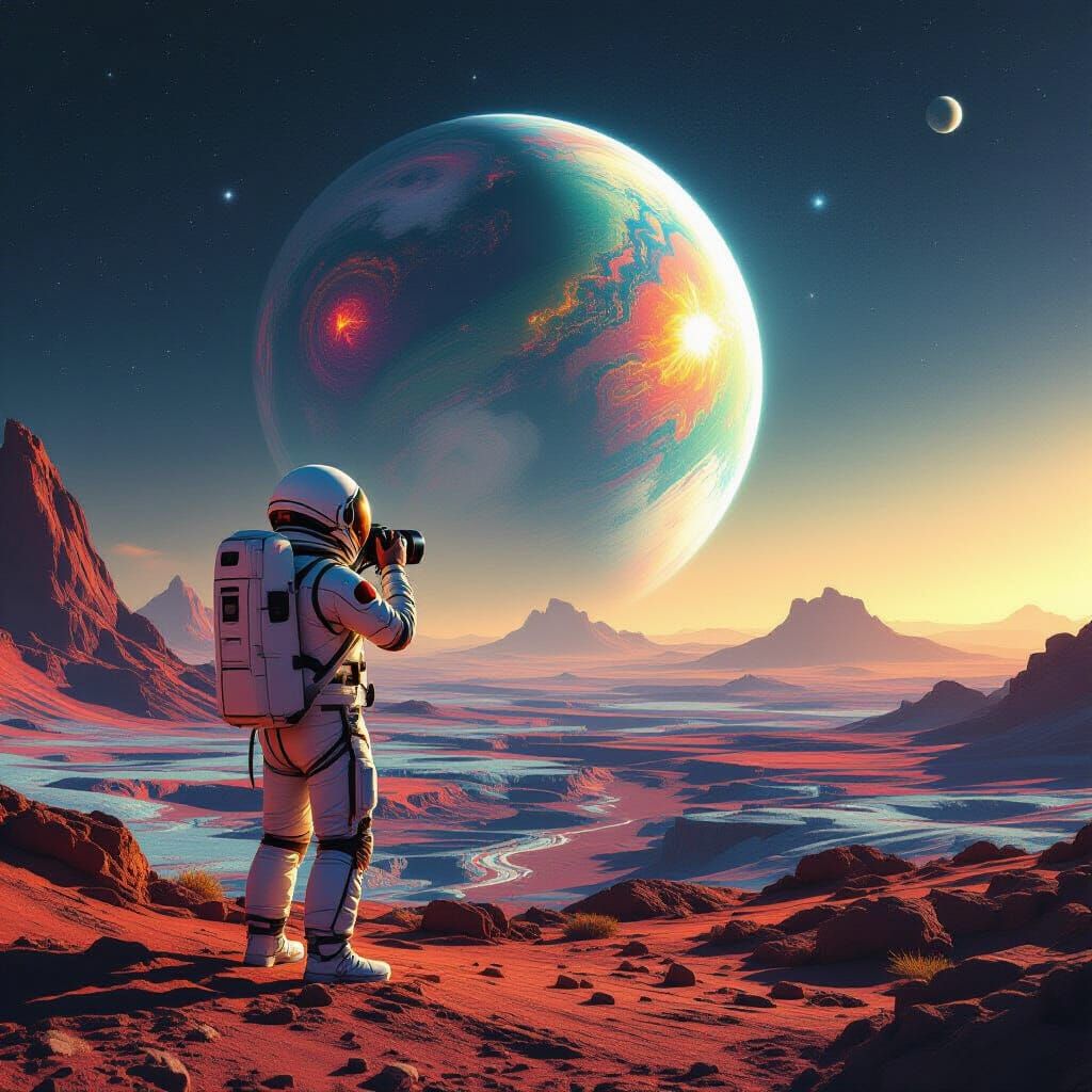 Iconic Photograph of Alien Planet in Digital Art