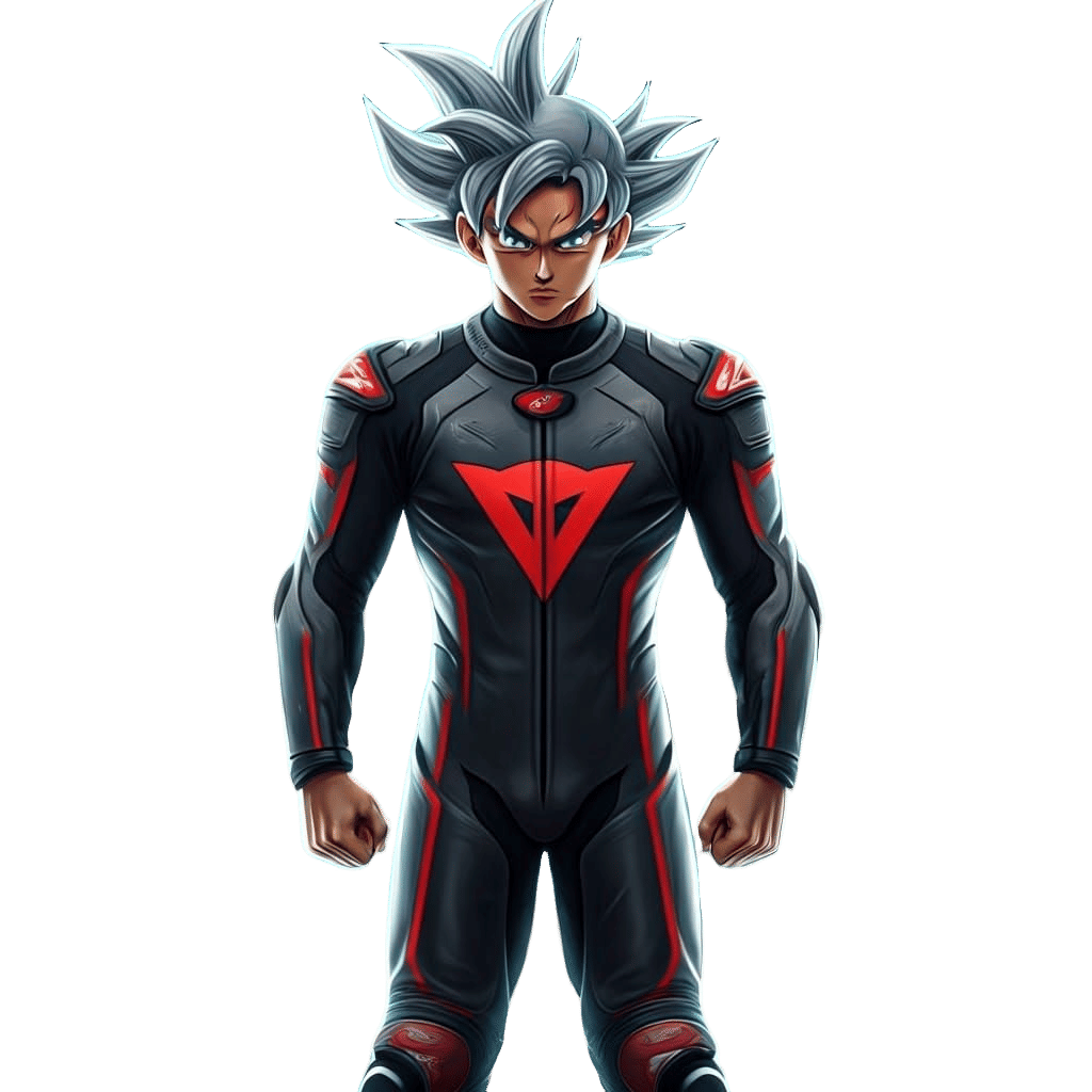 Goku Ultra Instinct in Motorcycle Suit