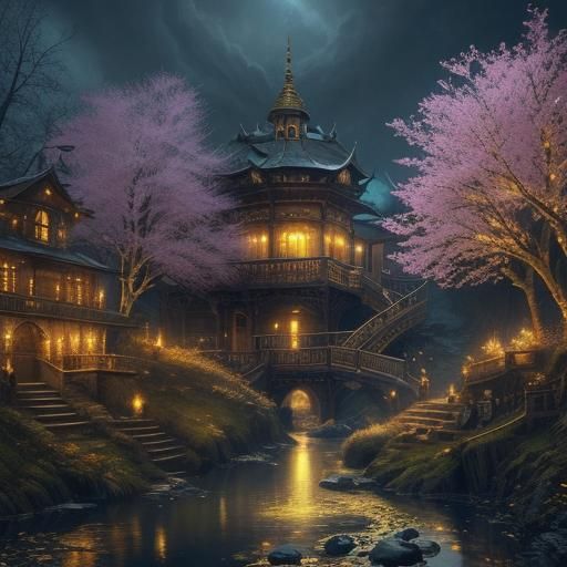 Elegance and Chaos: Stairway to Heaven Digital Painting