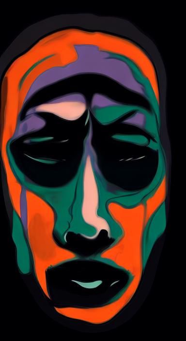 Expressionistic Wild Face in Dark Tones