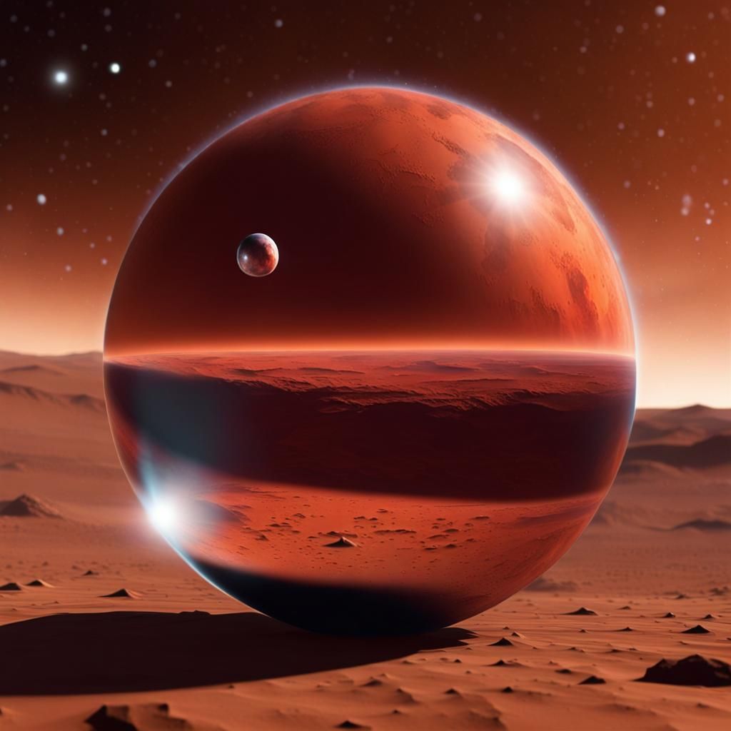Mystic Orb Reflecting Mars in Deep Space