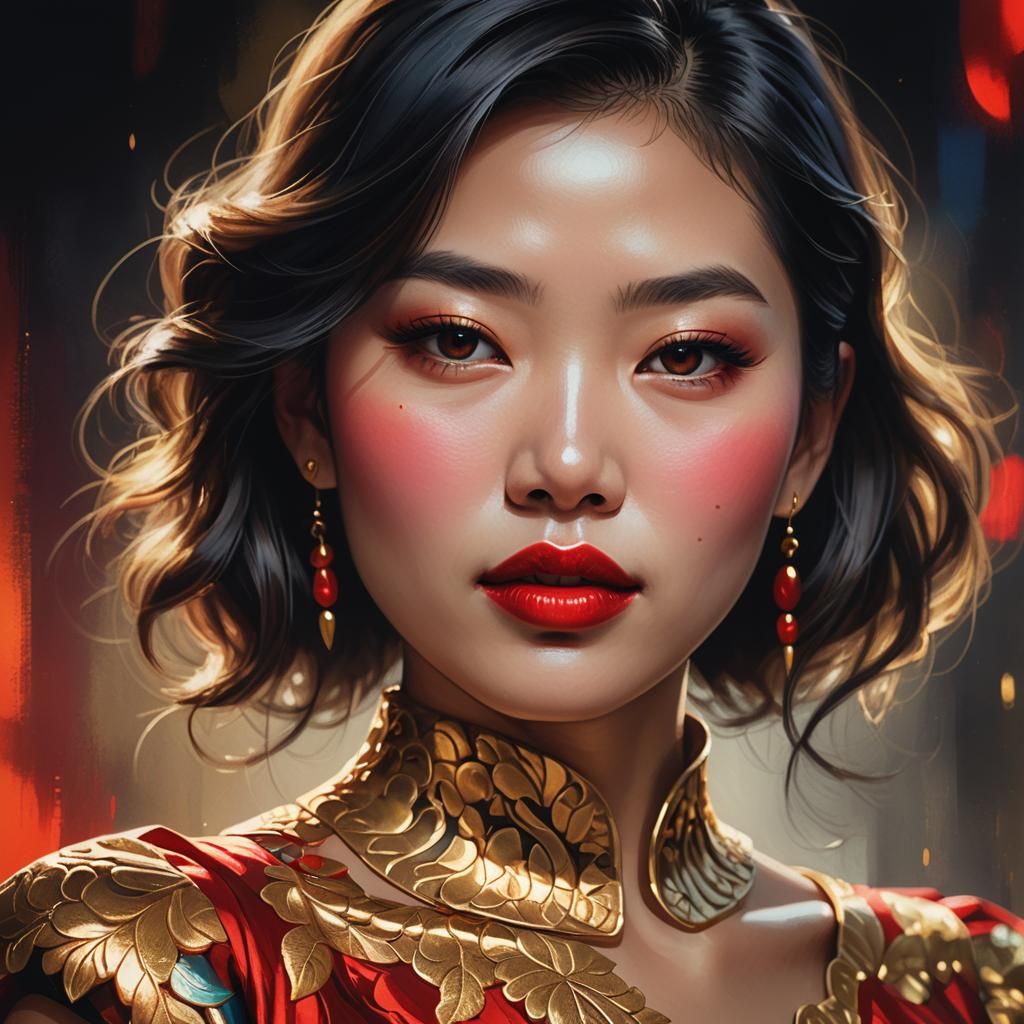 Asian Woman Portrait in Artgerm Style