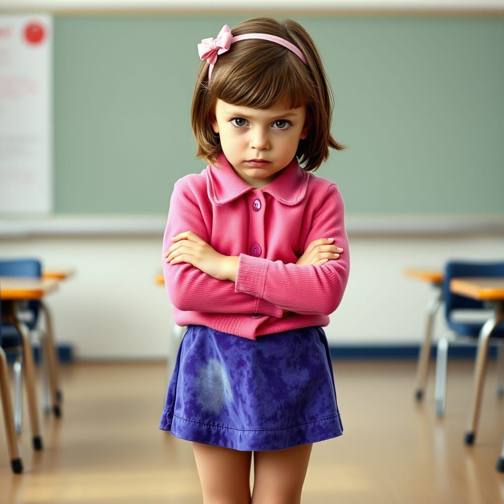 Sassy 90s Girl with Fuzzy Sweater and Mary Janes