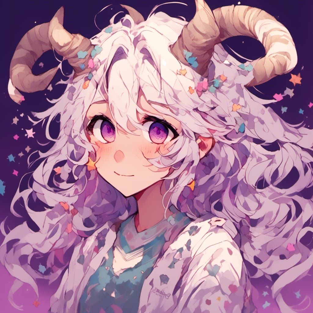 Portrait of Horned Character with Messy Hair