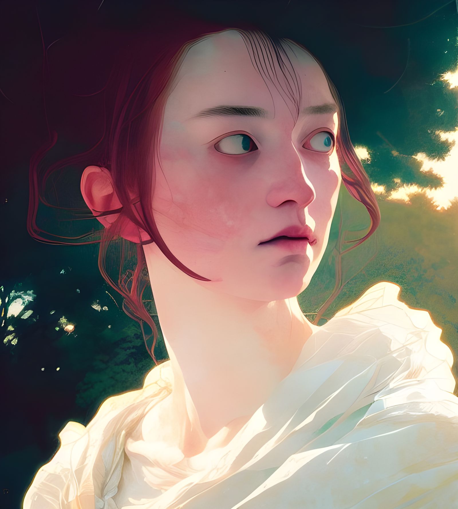 Renaissance Woman in Sunset Light: Hyperrealistic Portrait