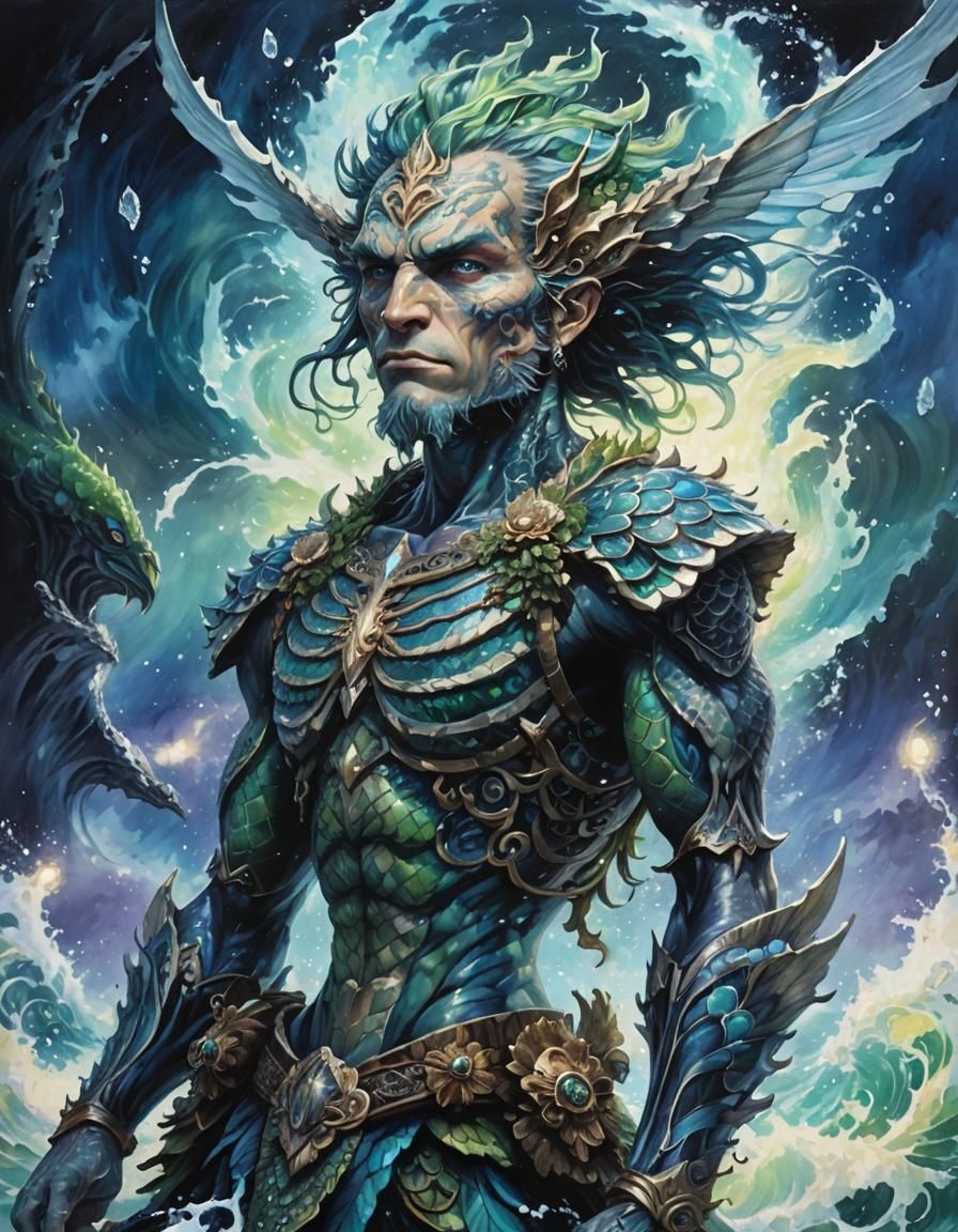 Merfolk in Stormy Seas: A Magical Realism Acrylic Painting