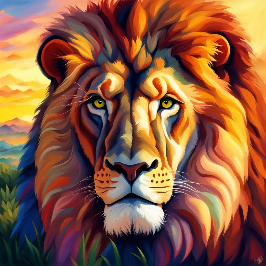 Majestic Lion Concept Art in Oil Painting Style