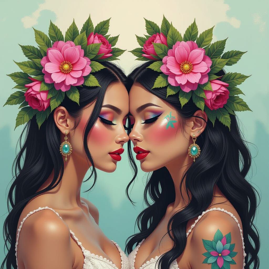 Androgynous Portrait in Polychromatic Splash Art Style