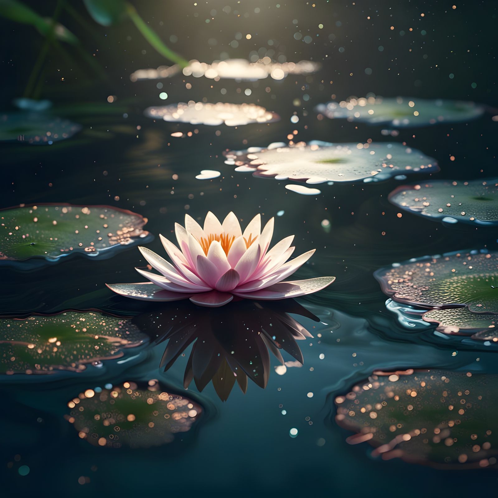 Sparkling Water Lily: Epic Digital Matte Painting
