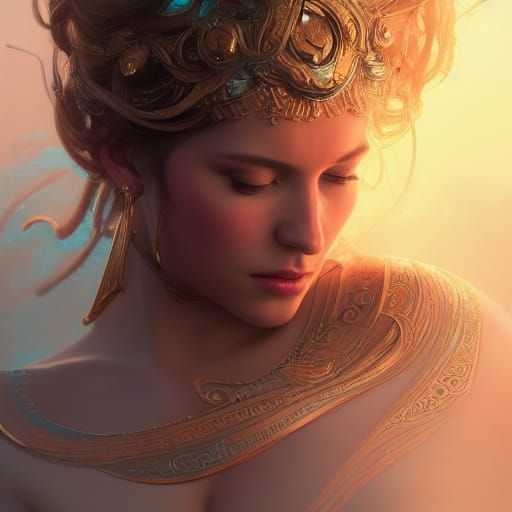 Goddess Portrait in Art Nouveau Style