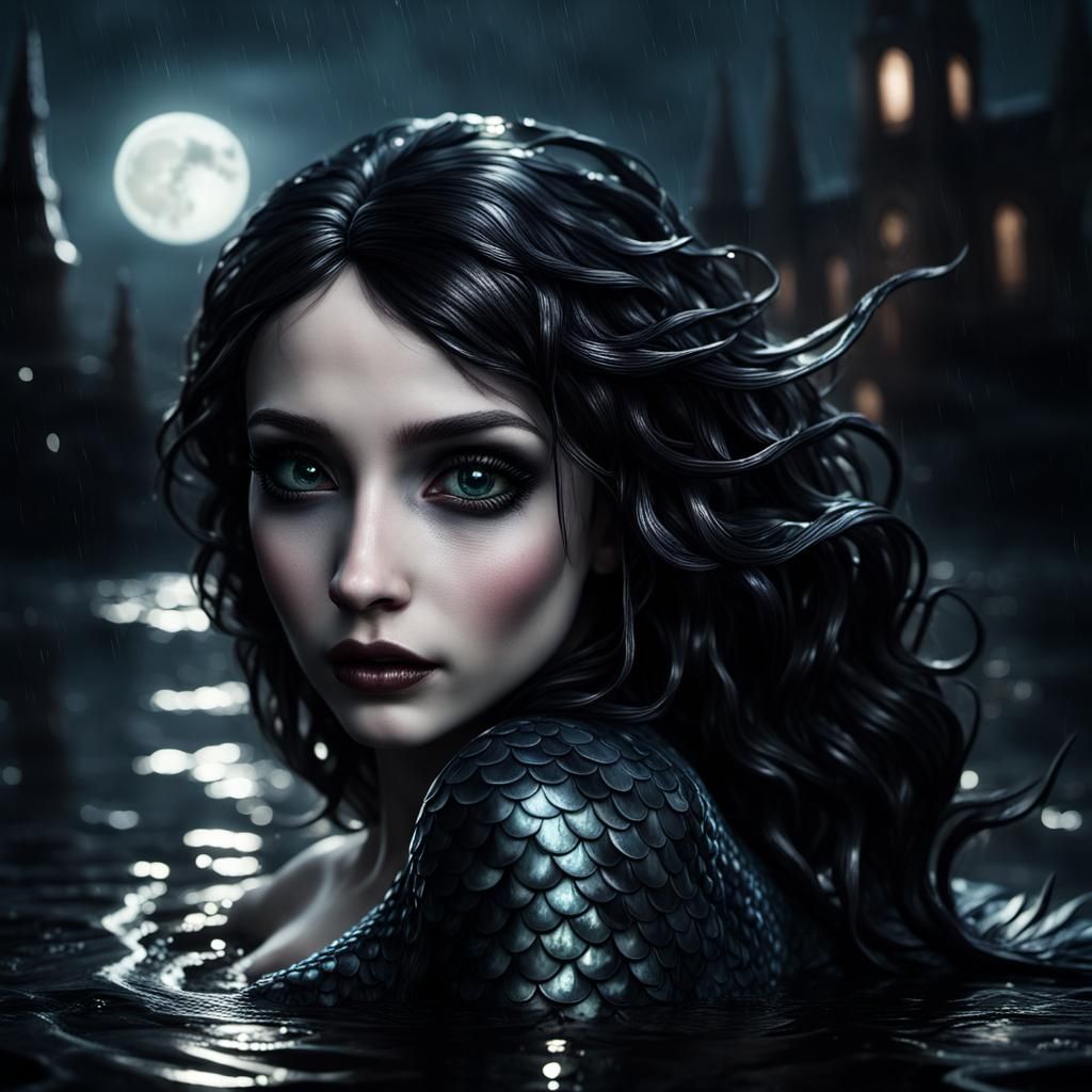 Mysterious Mermaid in Gothic Realism Style