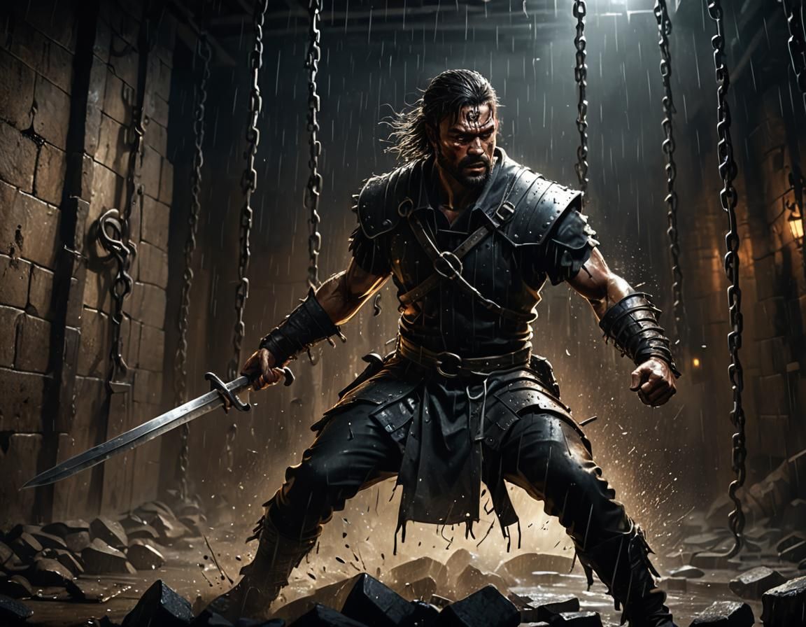 Warrior Breaks Chains in Underground Jail Escape