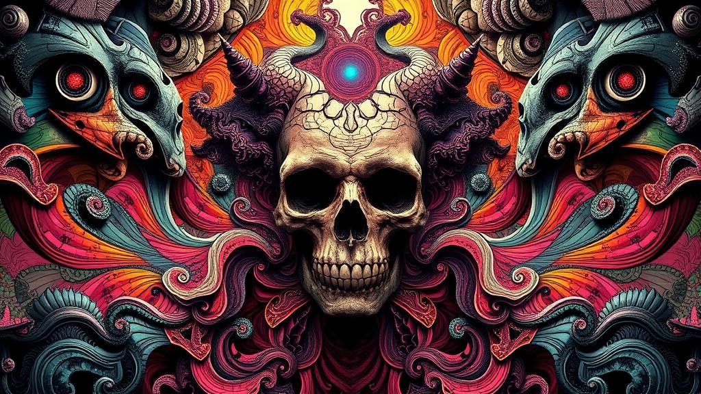 Surreal Fantasy Portrait in Textured Mirror Horror Style