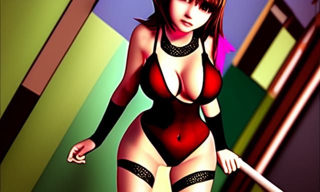 Anime Concept Art: Woman in Sling Bikini