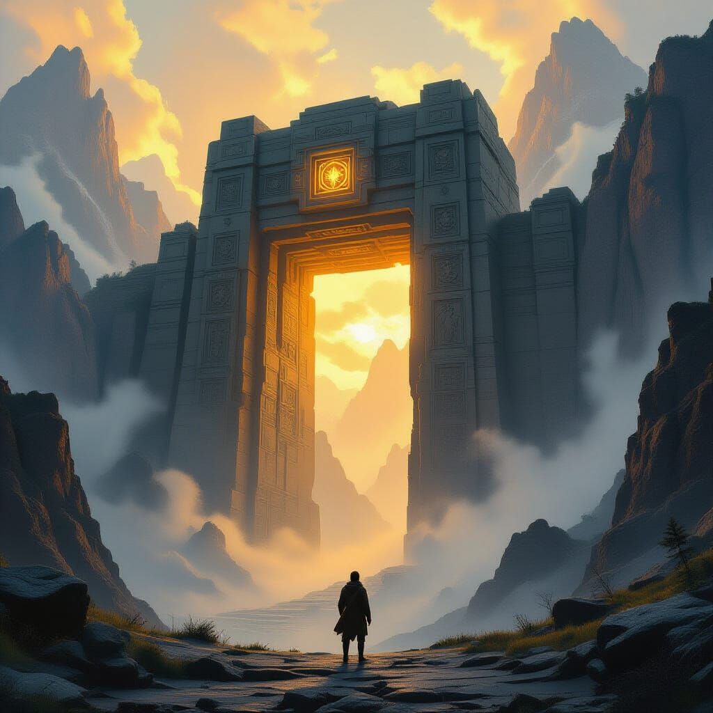 Ancient Gateway to Hidden City in Rugged Landscape