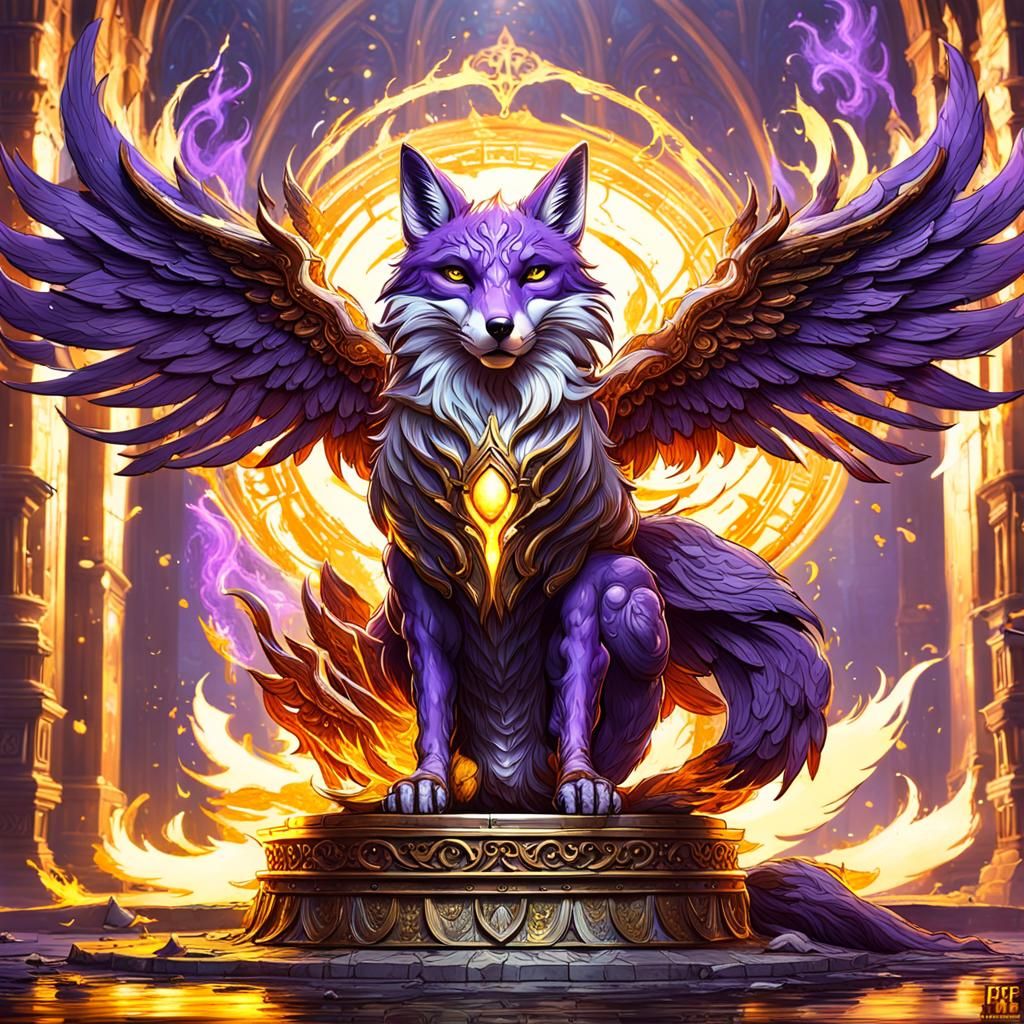Fiery Winged Fox: Dark Fantasy Concept Art