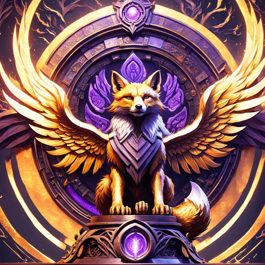 Fiery Winged Fox in Dark Fantasy Style