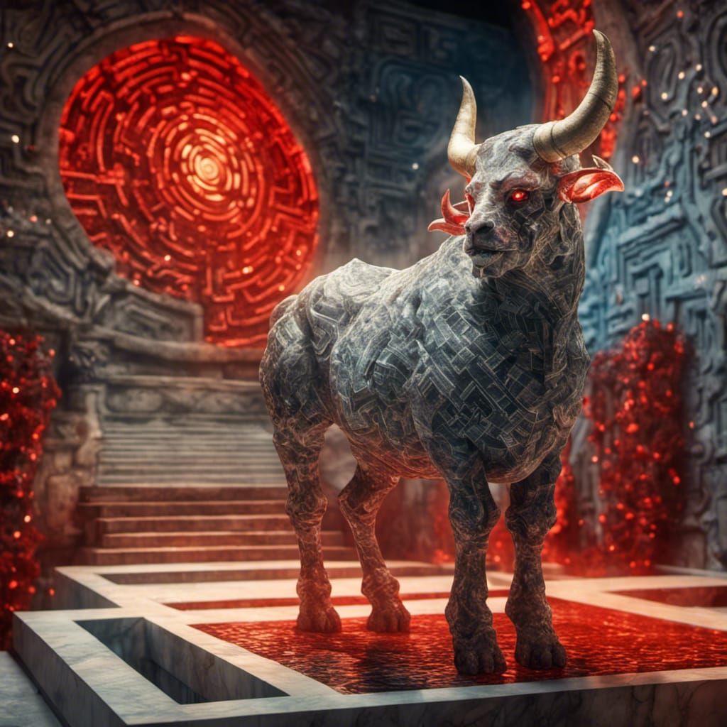 Hyperdetailed Minotaur in Ornate Infinite Maze
