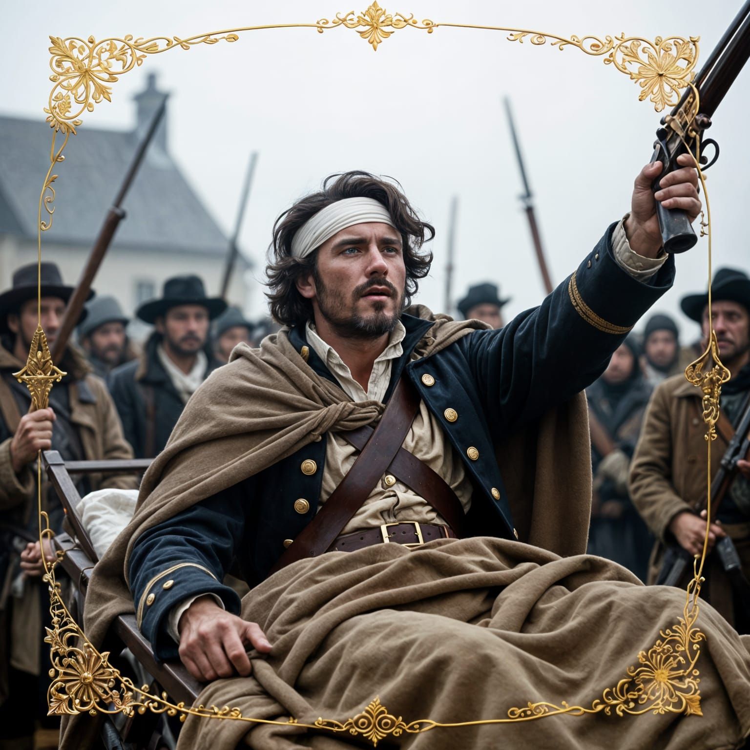 Wounded General Rallies Peasants in Foggy Battle