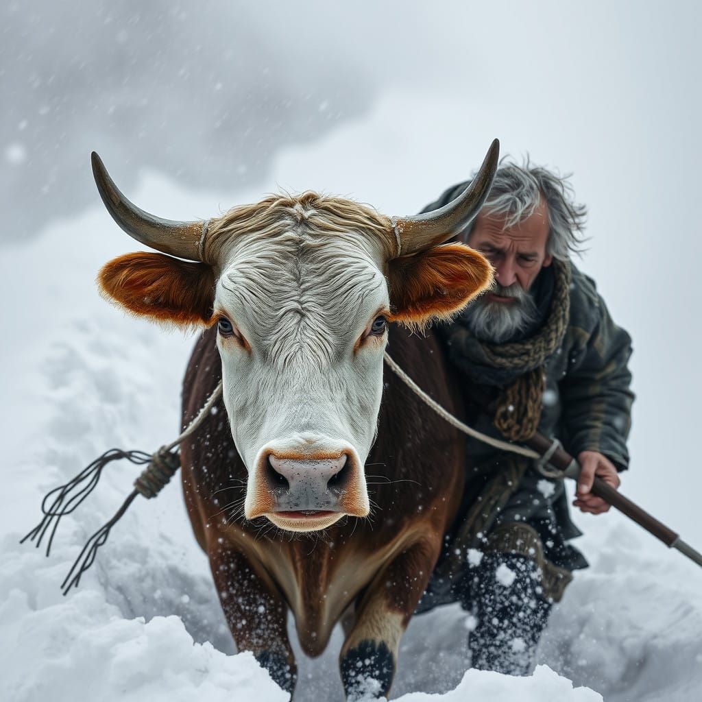 Elderly Man Braves the Storm